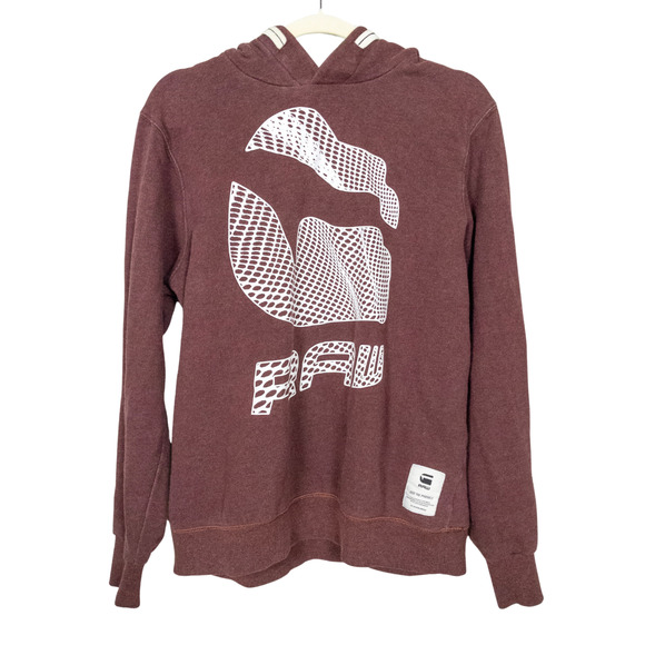 G-STAR RAW Maroon Red Lefan Hooded Sweatshirt French Terry Men's Large - Picture 1 of 5